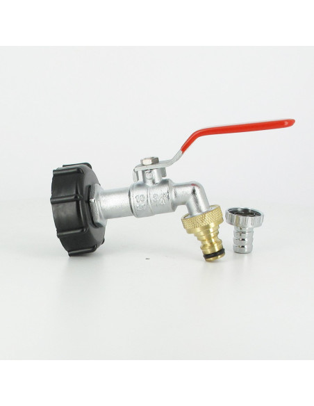 Raccord S60X6 cuve eau – robinet laiton chromé 15 mm + nez de robinet 20x27 laiton