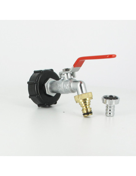 Raccord S60X6 cuve eau – robinet laiton chromé 15 mm + nez de robinet 20x27 laiton