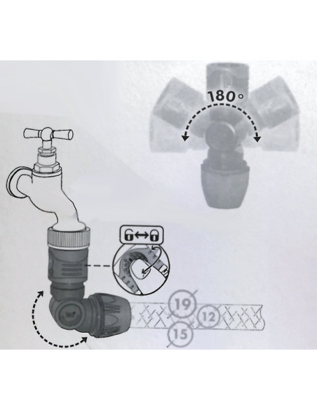 Raccord universel articulé 180° avec système lock