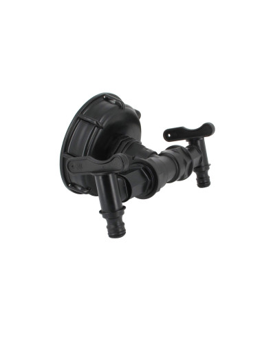 Raccord S100X8 cuve eau - 2 robinets avec nez (type Gardena)