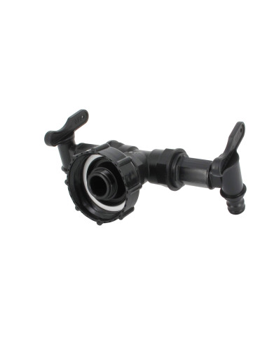 Raccord S60X6 cuve eau - 2 robinets avec nez (type Gardena)