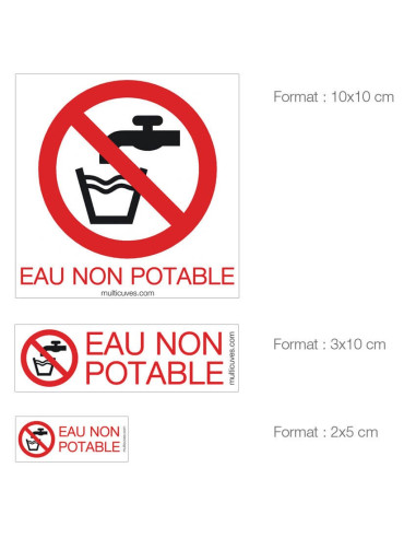 Lot 3 autocollants de signalisation Eau non potable