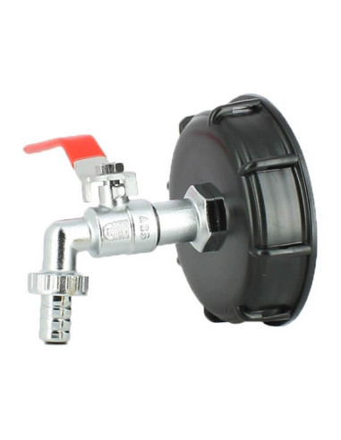Raccord S100X8 pour cuve eau 1000 litres avec robinet laiton chromé 15 mm