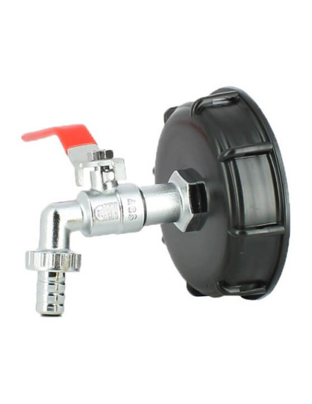 Raccord S100X8 pour cuve eau 1000 litres avec robinet laiton chromé 15 mm