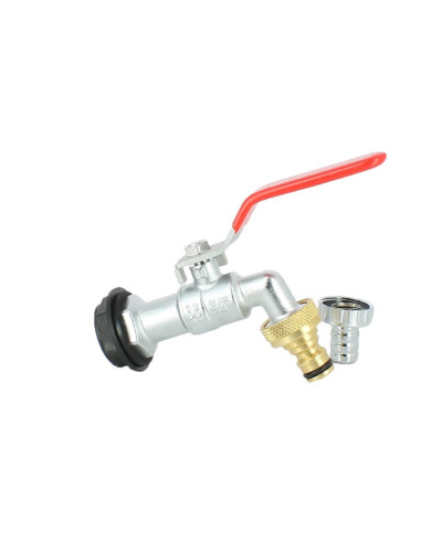 Robinet laiton chromé 15 mm avec nez de robinet 20X27 laiton pour Collecteur Récupérateur Eau Pluie