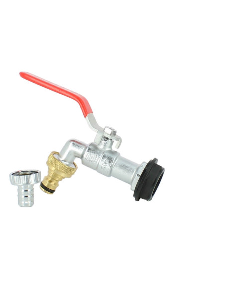 Robinet laiton chromé 15 mm avec nez de robinet 20X27 laiton pour Collecteur Récupérateur Eau Pluie