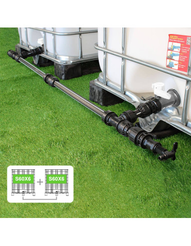 Kit de Raccordement pour 2 Cuves à eau 1000 L - filetage S60X6 / S60X6