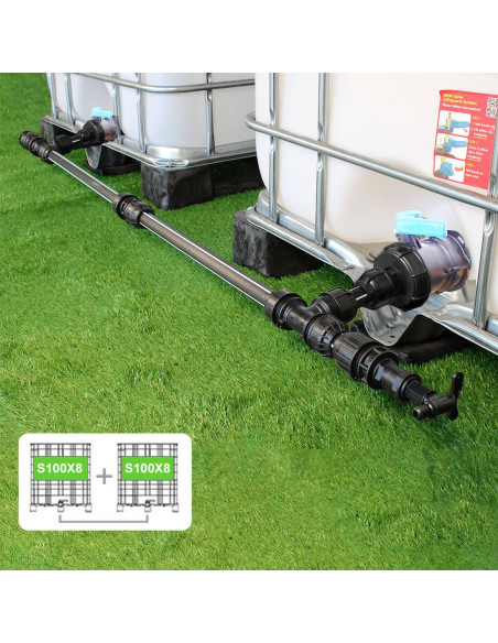 Kit de Raccordement de 2 Cuves à eau 1000 litres - filetage S100X8 / S100X8