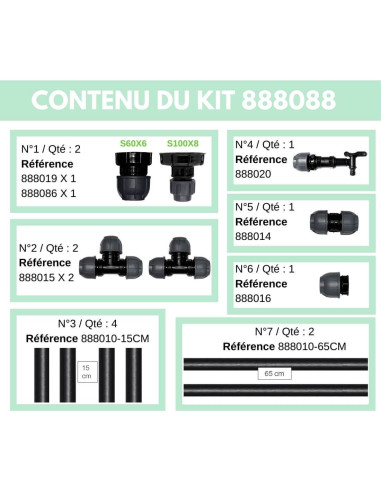 Contenu du Kit de Raccordement pour 2 Cuves à eau 1000 litres - S60X6 / S100X8