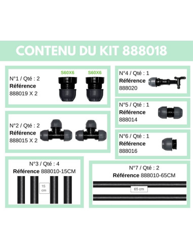 Contenu du Kit de Raccordement pour 2 Cuves 1000 litres - S60X6 / S60X6