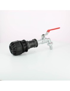 Robinet laiton chromé 15 mm - kit couplage cuve 2