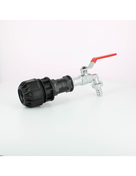 Robinet laiton chromé 15 mm pour kit de couplage de cuves