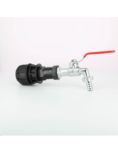 Robinet laiton chromé 15 mm pour kit de couplage de cuves