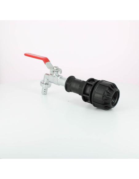 Robinet laiton chromé 15 mm pour kit de couplage de cuves