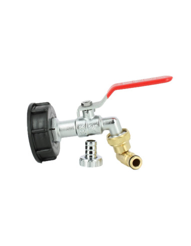 Raccord cuve S60X6 - Robinet laiton chromé 15 mm + Nez de robinet articulé 20x27