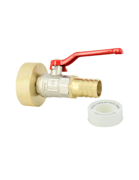 Raccord S60X6 laiton - Vanne 1/4 de tour laiton + Embout droit 25 mm Raccord S60X6 laiton - Vanne 1/4 de tour laiton + Embout droit 25 mm