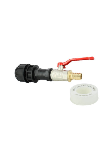 Vanne 1/4 de tour laiton - cannelé 19 mm - kit couplage cuve