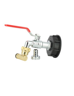 Raccord cuve S60X6 - Robinet laiton chromé 15 mm + Nez de robinet articulé 20x27 2
