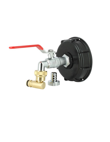 Raccord cuve S100X8 - Robinet laiton chromé 15 mm + Nez articulé