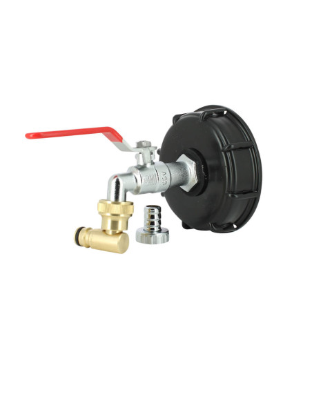 Raccord cuve S100X8 - Robinet laiton chromé 15 mm + Nez articulé