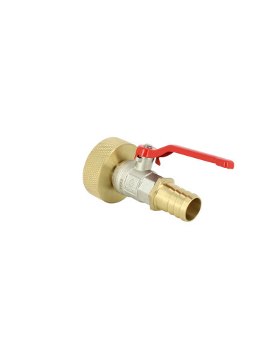 Raccord cuve S60X6 laiton - Vanne laiton + Embout droit 25 mm