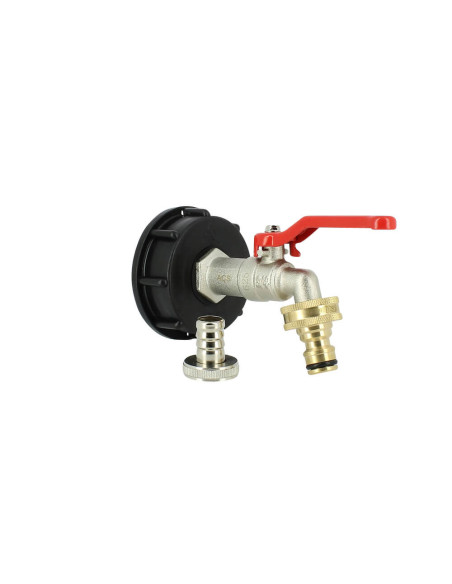 Raccord cuve eau S60X6 - Robinet ECO laiton 15 mm + Nez 20x27