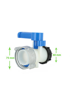 Vanne papillon 2" - écrou S75X6 et sortie S60X6 - compatible Schütz 2
