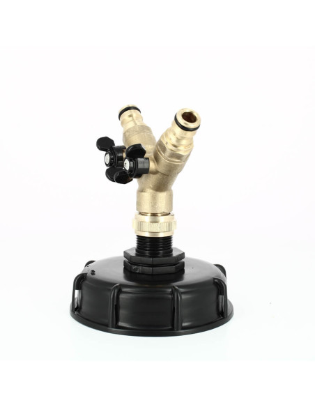 Raccord cuve S100X8 - 2 voies 3/4'' laiton - Nez type Gardena