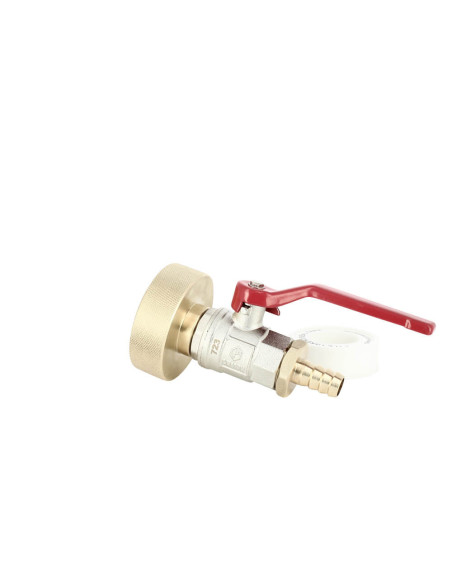 Raccord cuve S60X6 laiton - Vanne laiton + Embout droit 13 mm