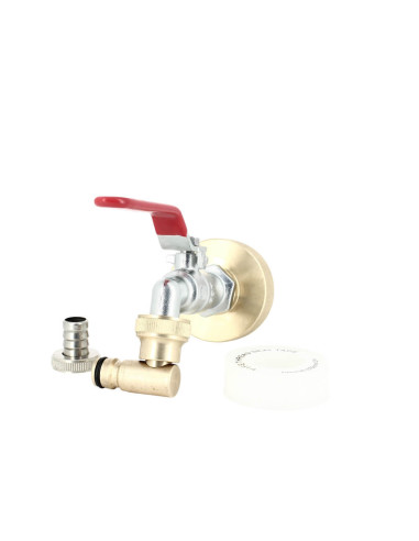 Raccord cuve S60X6 laiton - Robinet laiton chromé 15 mm + Nez de robinet articulé