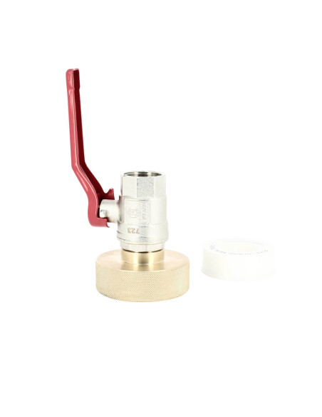 Raccord cuve S60X6 laiton - Vanne 1/4 de tour laiton