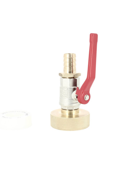 Raccord cuve S60X6 laiton - Vanne laiton + Embout droit 19 mm