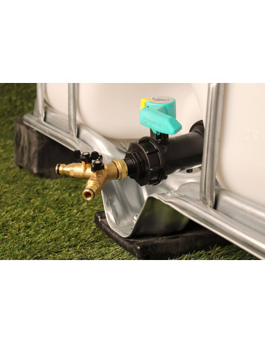 Raccord cuve eau S60X6 - 2 voies 3/4'' laiton - Nez type Gardena