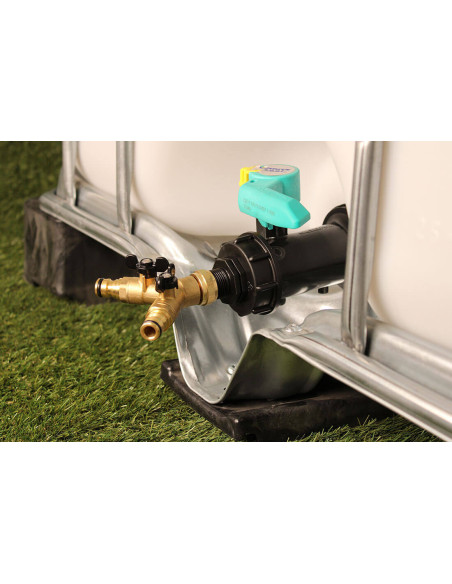 Raccord cuve eau S60X6 - 2 voies 3/4'' laiton - Nez type Gardena