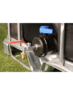 Raccord S100X8 pour cuve eau 1000 litres avec robinet laiton chromé 15 mm et nez de robinet 20x27 mm en laiton 2