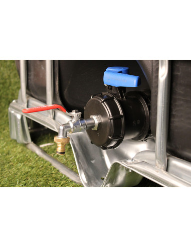 Raccord cuve S100X8 - Robinet laiton chromé 15 mm + Nez 20x27