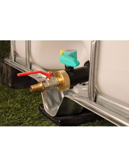 Raccord cuve S60X6 laiton - Vanne laiton + Embout droit 19 mm