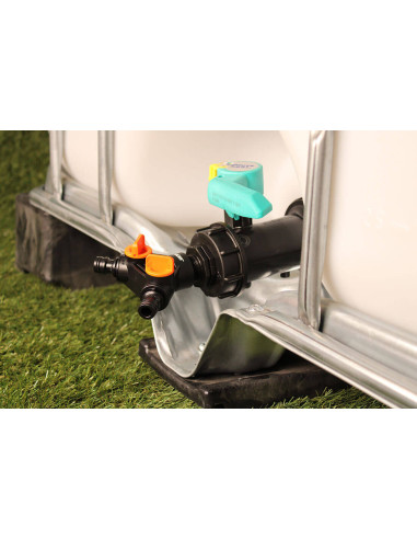 Raccord cuve eau S60X6 - 2 Robinets avec Nez 20x27 - Claber