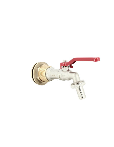 Passe paroi laiton mâle 1'' - femelle 3/4'' avec robinet laiton ECO  - Multicuves