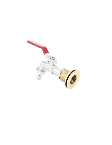 Passe-paroi laiton mâle 1'' - femelle 3/4'' avec robinet laiton chromé