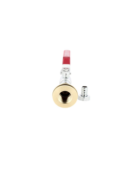 Passe-paroi laiton mâle 1'' - femelle 3/4'' avec robinet laiton chromé + nez 20x27