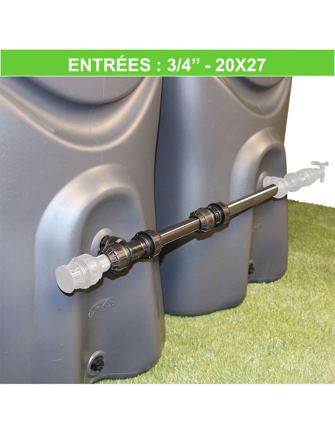 Kit d'extension rigide pour récupérateurs d'eau de pluie (filetage 3/4 -  20x27)