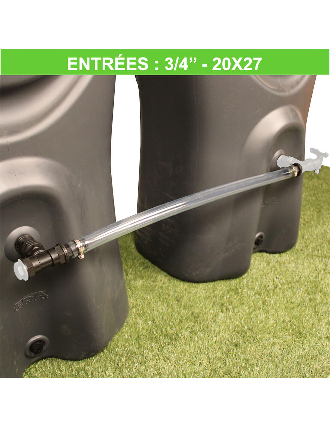 Kit d'extension souple pour récupérateurs d'eau de pluie (filetage 3/4 -  20x27)