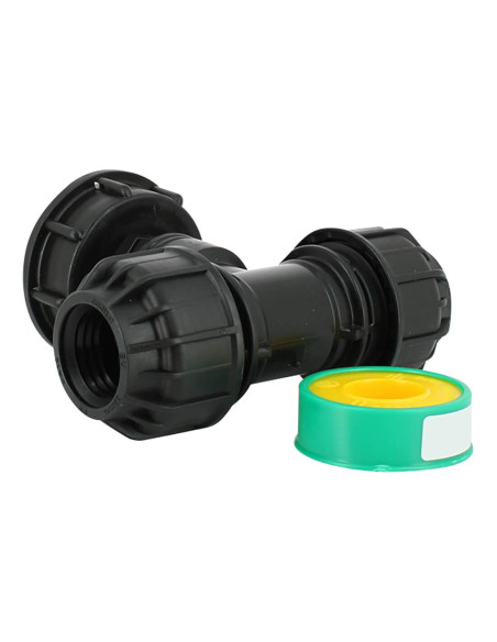 Raccord cuve eau S60X6 - Té compression Diamètre 32 mm