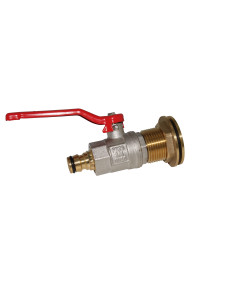 Passe-paroi mâle 1" - femelle 3/4" avec vanne 1/4 de tour laiton avec nez type Gardena