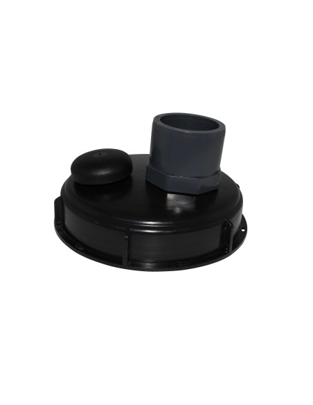 Couvercle diamètre 150 mm avec prise PVC droite 50/63 et évent