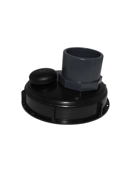 Couvercle diamètre 150 mm avec prise PVC droite 63/75 et évent