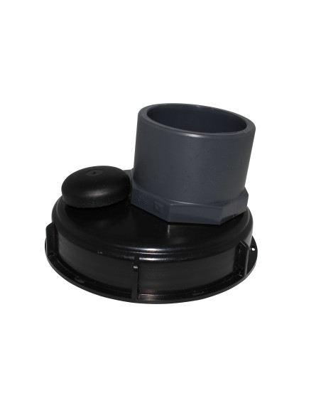 Couvercle diamètre 150 mm avec prise PVC droite 75/90 et évent