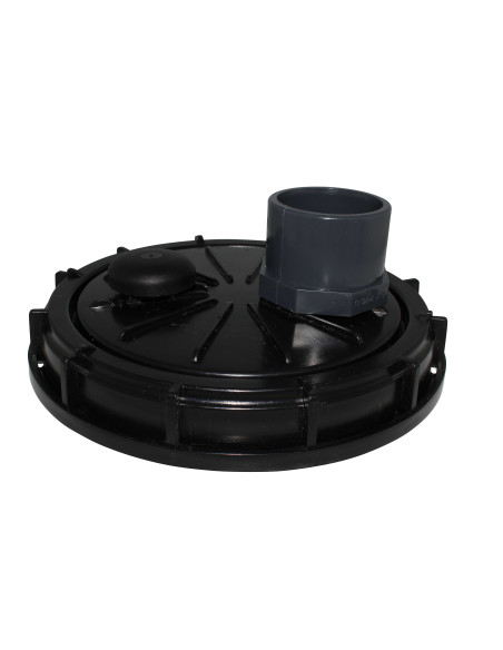 Couvercle diamètre 220 mm avec prise PVC droite 63/75 et évent