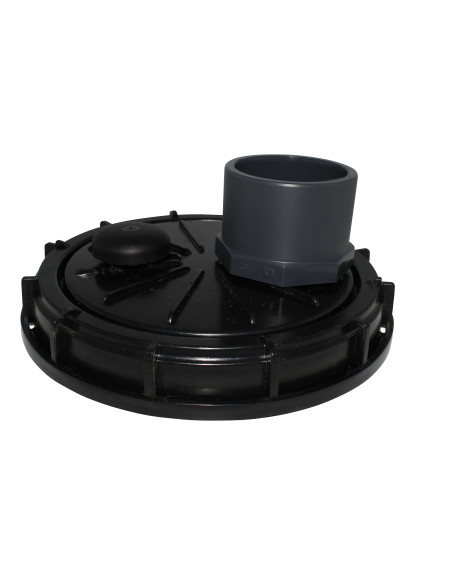 Couvercle diamètre 220 mm avec prise PVC droite 75/90 et évent